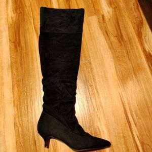 Thigh high kitten heel boots